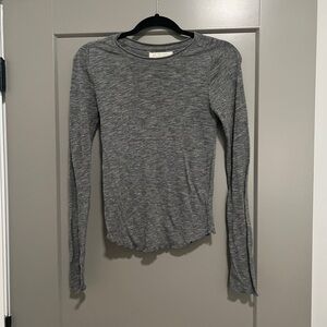 We the Free Gray Women's Long Sleeve Top with Lettuce Hem